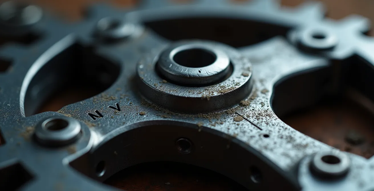 Vue macro détaillée d'outils d'entretien vélo avec textures métalliques