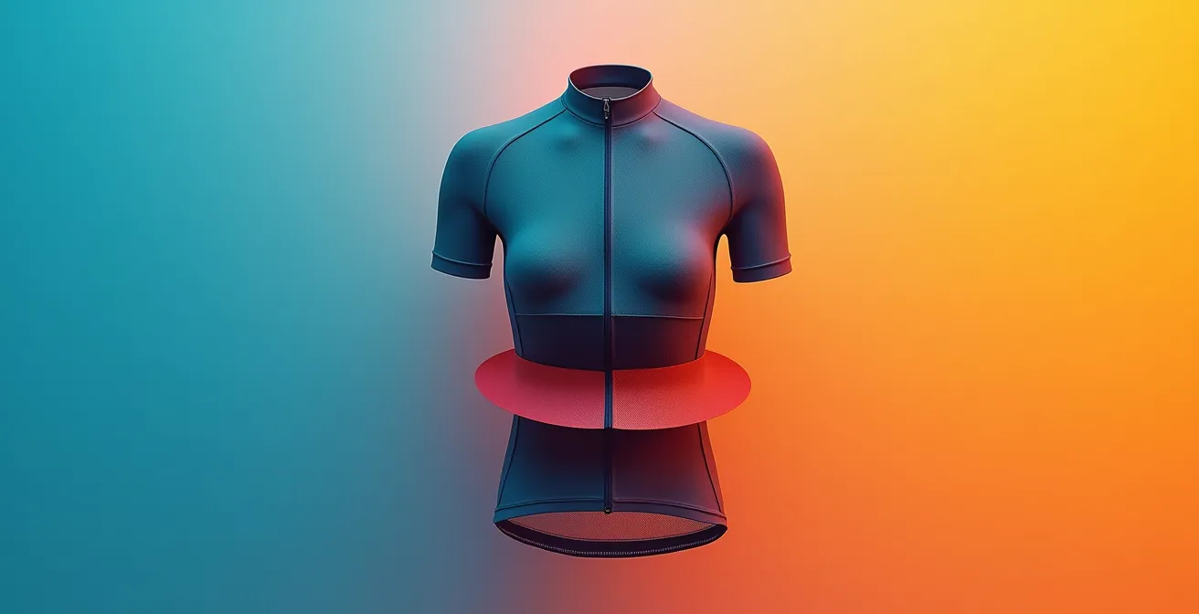 Système de superposition de trois couches de vêtements techniques pour enfant cycliste